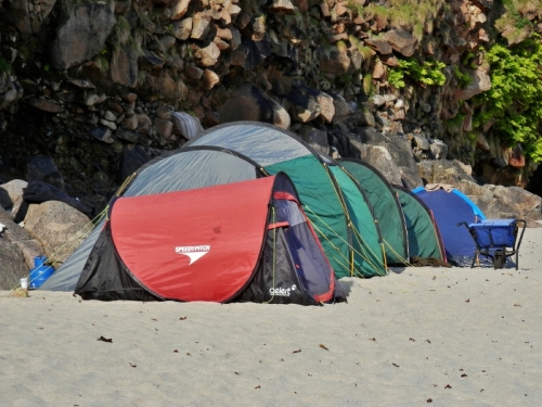 Foolhardy campers at Portheras Cove
