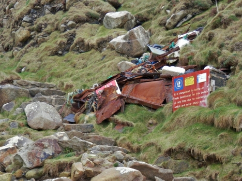 Portheras Beach showing wreckage