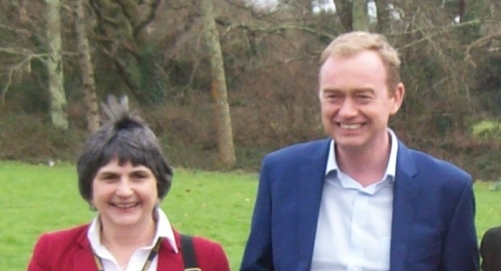 Sue with Tim Farron at County Hall